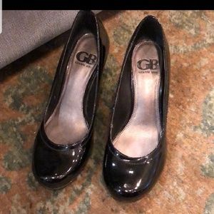 Black patent leather heels